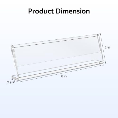 HlIMIEI Acrylic Name Plates for Desks, 10 Pack Clear Name Holders 2 x 8, Reusable Table Name Plaques Sign Holder Display Stand for Office, Meeting, Reception - style: L-shaped - 10pack