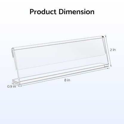 HlIMIEI Acrylic Name Plates for Desks, 10 Pack Clear Name Holders 2 x 8, Reusable Table Name Plaques Sign Holder Display Stand for Office, Meeting, Reception - style: L-shaped - 10pack