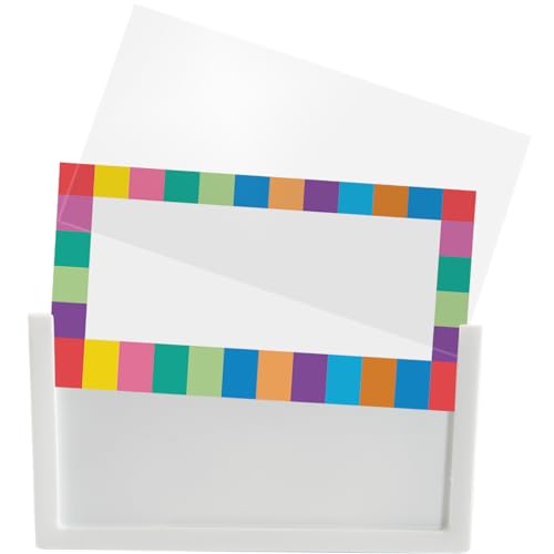 Really Good Stuff Basket and Bin Label Holders with Labels - 12 Pack - Storage for Classroom Organization - Plastic Label Clip & Holder for Baskets - Clear and Durable - style: Labels with Holders, Set of 12