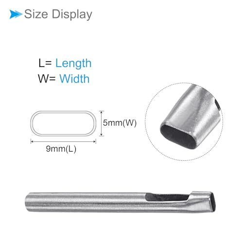 Hollow Punch, 5mm x 9mm Hole, 45# Steel Oval Shaped Gasket Tool - (Applications: for Leather Leathercraft Wallet) - size: 5mm x 9mm