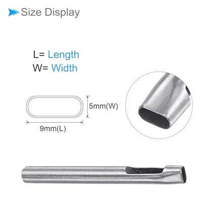 Hollow Punch, 5mm x 9mm Hole, 45# Steel Oval Shaped Gasket Tool - (Applications: for Leather Leathercraft Wallet) - size: 5mm x 9mm