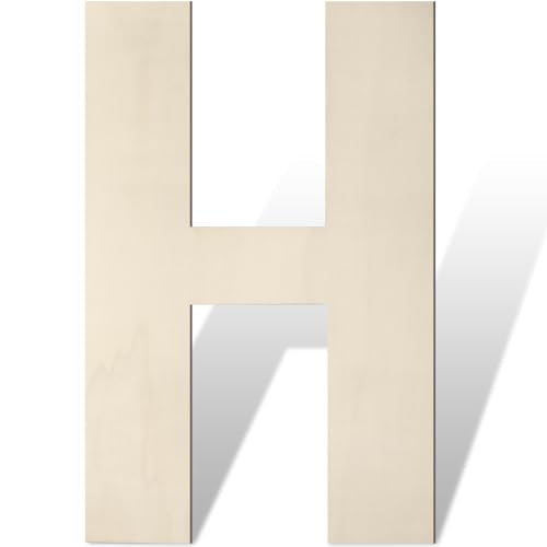 Large Wooden Letters 17 Inch Big Wooden Alphabet Letters for Wall Decor Unfinished Large Wood Letters for Nursery Decor Crafts Blank Wooden Cutout Sign for Party Birthday Wedding Decoration (H) - color: H