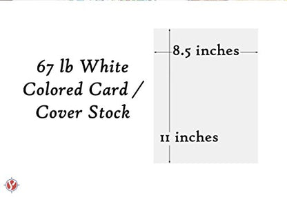 White Card Stock Paper, 67lb Cover Medium Weight Cardstock, for Arts & Crafts, Coloring, Announcements, Stationary Printing at School, Office, Home | 8.5 x 11 | 50 Sheets Per Pack - color: White