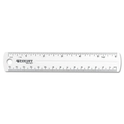 Westcott Shatter-Resistant Plastic Ruler, 6" Length, Transparent (45016)