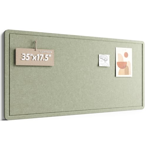 Bulletin Board, 35" x 17.5" Cork Board Alternative with 12 Safe Removable Adhesive Tabs, Foldable Felt Pin Board for Home Office, Classroom, Bedroom,Entryway for Walls—Sage - color: Sage, size: Small-35" x 17.5"