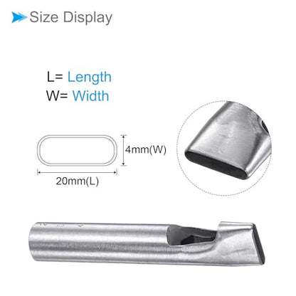 Hollow Punch, 4mm x 20mm Hole, 45# Steel Oval Shaped Gasket Tool - (Applications: for Leather DIY Leathercraft Wallet) - size: 4mm x 20mm