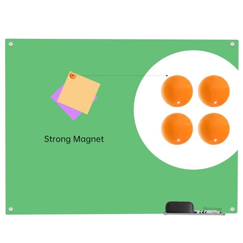 Magnetic Glass Dry Erase Board - White Board 48 x 36 Inch Wall Mounted Glass Whiteboard, Large Frameless Glass White Board for Wall Office, Home & School, Green - color: Green, size: 48"W x 36"H