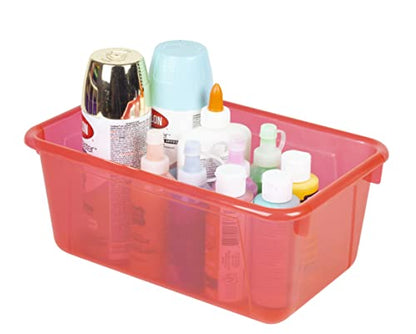 Storex Small Cubby Bin, 12.2 x 7.8 x 5.1 Inches, Candy Red, 5-Pack (62475U05C) - color: Tint Red, style: Bin Only