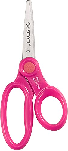 Westcott School Scissor Caddy and Kids Scissors, 24 Scissors and 1 Caddy, 5-Inch Pointed, Case of 4 (14755)