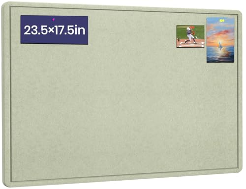 Bulletin Board, 23.5 X 17.5 inches Cork Board with 20 Pushpin, Felt Cork Board Notice Pin Board, Self-Adhesive Vision Board Mood Board Foldable Photo Board for Wall - Sage Green - color: Sage Green, size: 23.5" x 17.5"