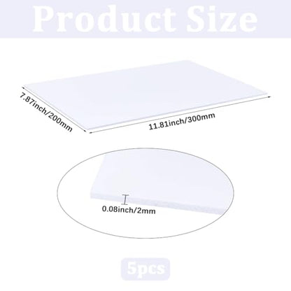 GORGECRAFT 5Pcs 2mm White Foam PVC Boards Sheet 30x20cm Rectangle Lightweight Durable Poster Mount Board Plastic Sheets for Mounting Presentations Signboards Artsan Crafts Framing Display