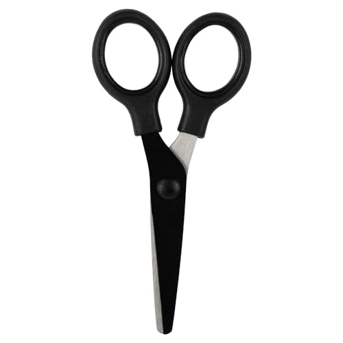 JAM PAPER Multi-Purpose Mini Scissors - 5 Inch - Black - Soft Grip & Stainless Steel Precision Blades - Sold Individually - color: Black, size: Mini (5 Inch)