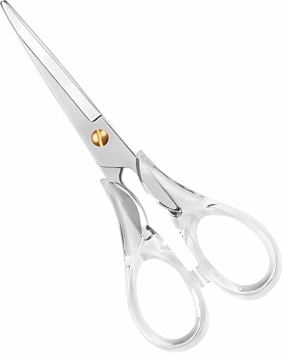 Aesthetic Clear Acrylic Scissors, 6.3" Craft Shears with Sharp Stainless Steel Blades for Home Office & School, Cute Stationery Tools for Bullet Journaling, Scrapbooking & Gift Wrapping - color: Transparent