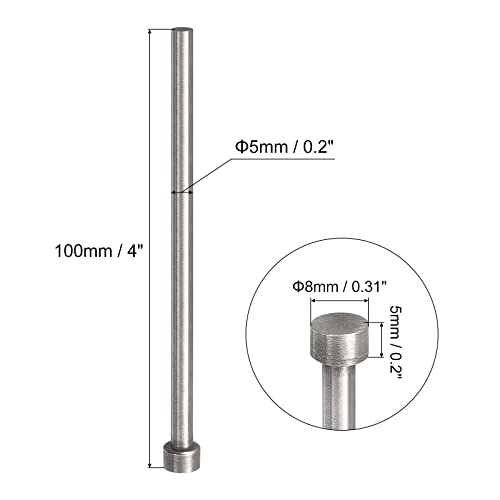 uxcell Straight Ejector Pins, 5mm (13/64") Dia. 65Mn Steel Round Tip Punch 100mm (4") Long for Mechanical Maintenance 2Pcs - size: 13/64"