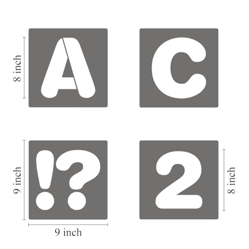 8 Inch Alphabet Letter Stencils - 40 Pack Letter Number Stencil Templates with Signs for Painting on Wood, Reusable Calligraphy Letters Stencils for Chalkboard Fabric Wood Signs - size: 8 Inch