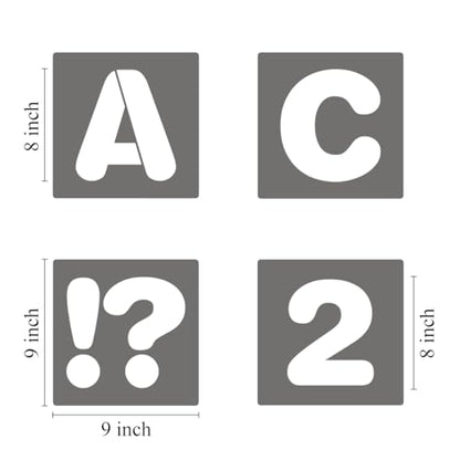 8 Inch Alphabet Letter Stencils - 40 Pack Letter Number Stencil Templates with Signs for Painting on Wood, Reusable Calligraphy Letters Stencils for Chalkboard Fabric Wood Signs - size: 8 Inch