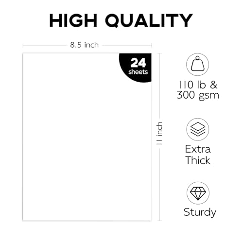 Heavy Weight 110lb Cover Cardstock White Certificate paper, Goefun 24 Pack White Card Stock 8.5x11 for Cards Making, Office Printing, Paper Crafting - color: White