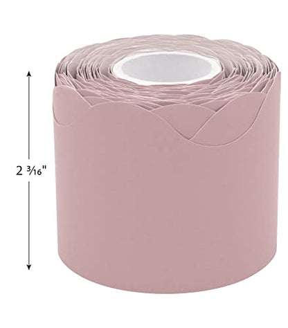 Teacher Created Resources Light Mauve Scalloped Rolled Border Trim - 50ft - Decorate Bulletin Boards, Walls, Desks, Windows, Doors, Lockers, Schools, Classrooms, Homeschool & Offices (TCR8908)