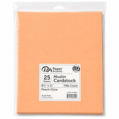 Paper Accents Muslin Texture Cardstock, Peach Glow, 8.5x11 Inch, 25 Pack, 74lb, Scrapbooking Card Making and Crafts