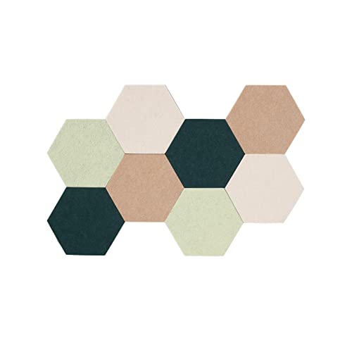 LAJAR 8 Pcs Hexagon Felt Bulletin Board Tiles, Self Adhesive Felt Pin Board Wall Tiles for Photos, Pictures, Memos (Green) - color: Green