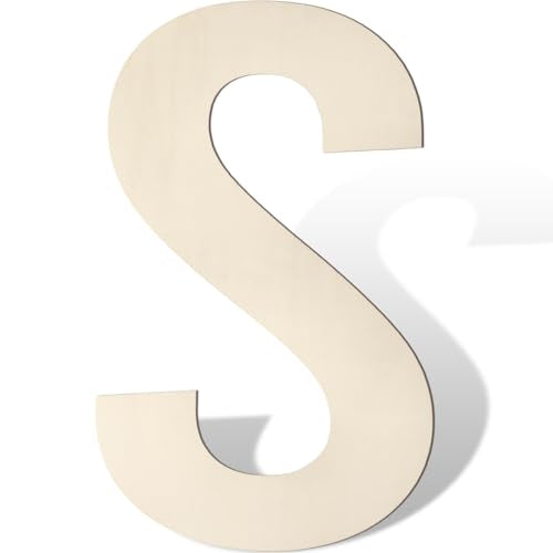 Large Wooden Letters 17 Inch Big Wooden Alphabet Letters for Wall Decor Unfinished Large Wood Letters for Nursery Decor Crafts Blank Wooden Cutout Sign for Party Birthday Wedding Decoration (S) - color: S
