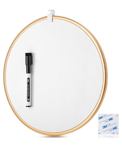Mr. Pen- Round Dry Erase Board, 11.5” with a Black Dry Erase Marker | Gold Frame, Small White Board