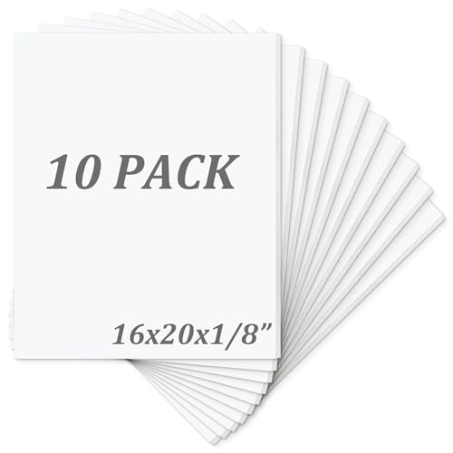 Mat Board Center, Pack of 10 Acid-Free Foam Boards, 16x20 inch White Foam Boards, 1/8" Thick - color: White, size: 16x20