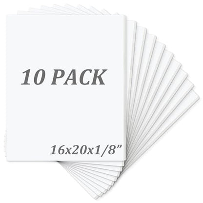 Mat Board Center, Pack of 10 Acid-Free Foam Boards, 16x20 inch White Foam Boards, 1/8" Thick - color: White, size: 16x20