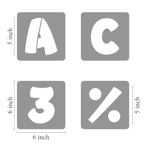 5 Inch Letter Stencils for Painting - 42 Pack Alphabet Letter and Number Stencil Templates with Signs for Painting, Reusable Letters and Numbers Stencils for Chalkboard Wood Signs & Wall Art - size: 5 Inch