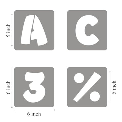 5 Inch Letter Stencils for Painting - 42 Pack Alphabet Letter and Number Stencil Templates with Signs for Painting, Reusable Letters and Numbers Stencils for Chalkboard Wood Signs & Wall Art - size: 5 Inch