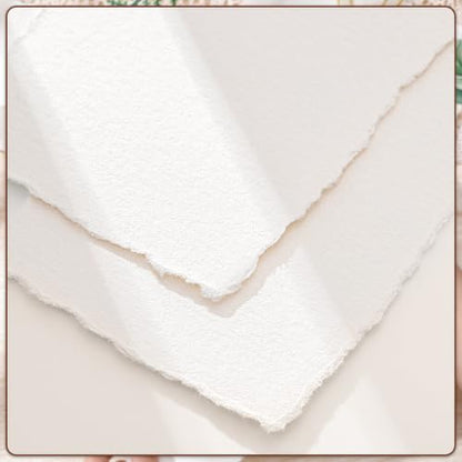 50 Sheets Deckled Edge Paper, 160 GSM Handmade Paper Rough/Textured Watercolor Paper for Wedding Invitations, Cards, Crafts(7x10 Inch) - size: 7x10 Inch