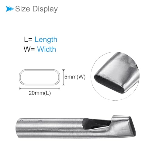 Hollow Punch, 5mm x 20mm Hole, 45# Steel Oval Shaped Gasket Tool - (Applications: for Leather DIY Leathercraft Wallet) - size: 5mm x 20mm
