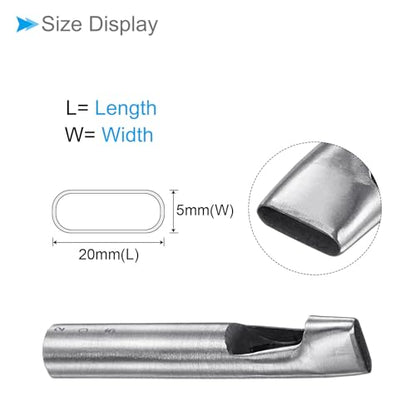 Hollow Punch, 5mm x 20mm Hole, 45# Steel Oval Shaped Gasket Tool - (Applications: for Leather DIY Leathercraft Wallet) - size: 5mm x 20mm