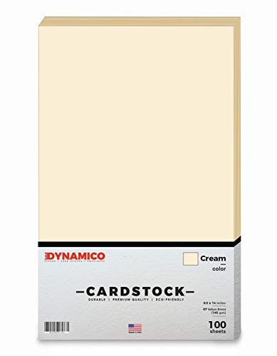 Cream 8.5 x 14" Pastel Color Cardstock Paper - for Cards and Stationery Printing | Medium to Light Weight Card Stock 67 LB Vellum Bristol | 100 Sheets