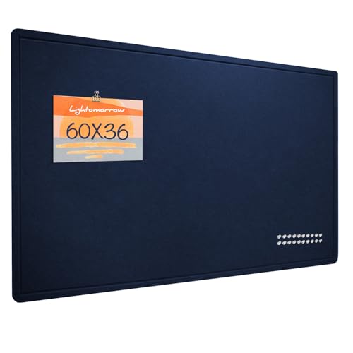 Large Bulletin Board - 60 x 36 Inches, Decorative Felt Pin Board for Wall - 5' x 3' Foldable Photo Display Board with Self-Adhesive Tape, Includes 20 Push Pins - Dark Blue - color: Dark Blue, size: 60×36 inches
