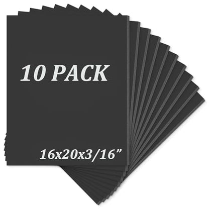 Mat Board Center, Pack of 10 Acid-Free Foam Boards, 16x20 inch Black Foam Boards, 3/16" Thick - color: Black, size: 16x20