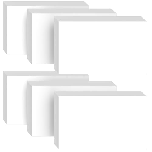 300 Count White Blank Index Cards, 3x5 Inch Study Flash Cards - 6 Pads, 50 Cards per Pad, Thick Ruled Flashcards for Notes, School, Office, Heavyweight Unlined Note Cards - color: white & blank