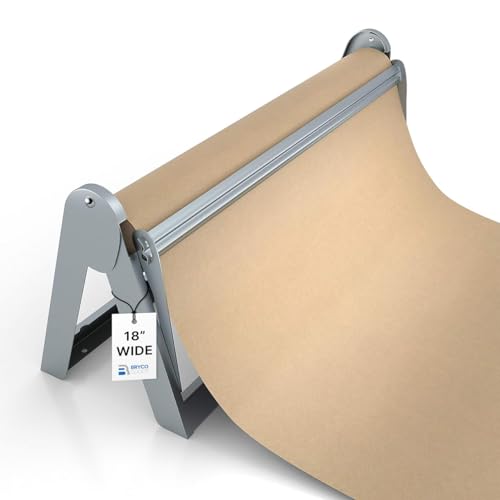 Bryco Goods - 18 Inches All Paper Roll Dispenser and Cutter Made of Heavy-Duty Steel Frame & Sharp Blade. Holds, Dispenses & Cuts. Wall Mountable & Non-Slip Tabletop. Ideal Butcher Paper Dispenser - size: 18 Inches