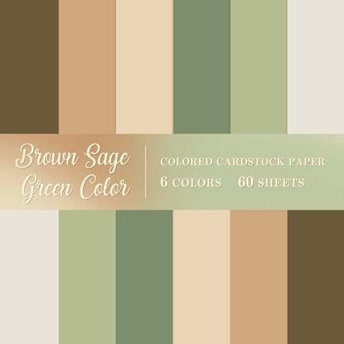 60 Sheet 8.5 x 11 Inch Brown Sage Green Colored Card Stock Paper Gradient Thick Paper Cards Colored Scrapbook Papers for Prints DIY Arts Crafts School Office Home Supplies, 65lb - color: Brown Sage Green