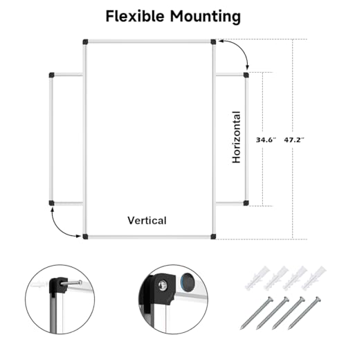 XBoard Magnetic Whiteboard 48 x 36, White Board 4 x 3, Dry Erase Board with Detachable Marker Tray - size: 48"W x 36"H