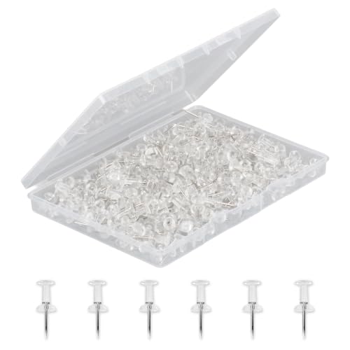 220-Pack Push Pins for Bulletin Board, Thumb Tacks with Clear Plastic Tip and Steel Tip, Portable and Durable Wall Tacks Suitable for Cork Board, Office and Daily Life - size: 220 pack