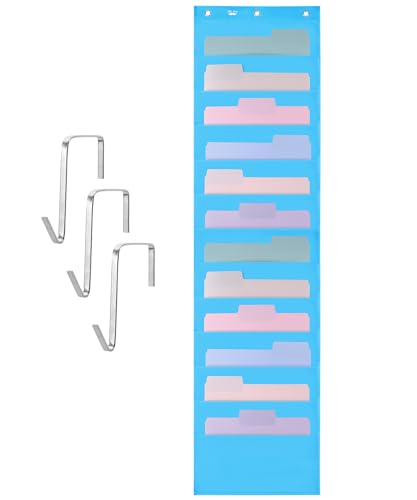 Mr. Pen- Hanging Wall File Organizer, 12 Pocket, Blue | 3 Overdoor Hangers Included, Over The Door File Organizer, Hanging Folder Organizer - color: Blue, size: 1 Pack, 12 Pockets, Standard