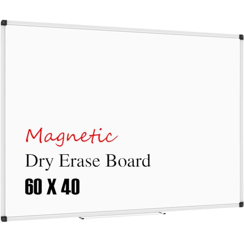 XBoard Large Magnetic Whiteboard 60 x 40 Inch, Dry Erase Board for Wall with Marker Tray | Aluminum Frame Message Presentation Board for Office School Homeschool - size: 60"W x 40"H