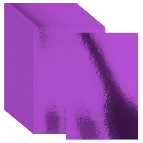 30 Pack Purple Metallic Cardstock Paper Sheets 8" x 12" 250gsm/92lb | Foil Mirror Shimmering Paper For Arts and Crafts, Decorative, Weddings & Birthdays Invitations, Scrapbook Supplies - color: Purple