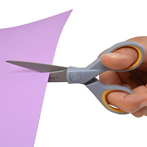 Westcott ‎13824 7” & 5” Pointed Titanium-Bonded Crafting Scissors with Soft Handles, Gray/Yellow (2 Pack) - style: Multiple (2 pack)