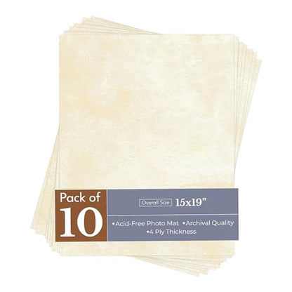 Earthen Off White 15x19 Uncut Premium Mat Board - No Opening - 10 Mats - color: Earthen Off White, size: 10 Mats