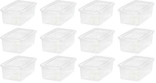 IRIS USA 12-Pack Storage Bins with Lids, 6 Quart - Crystal Clear, Shoe Boxes Stackable Containers Organize Shoes Closet Shelves, Teacher Tools Classroom Organization, Game - BPA-Free Plastic - size: 6 Qt (Pack of 2), style: 6 Pack