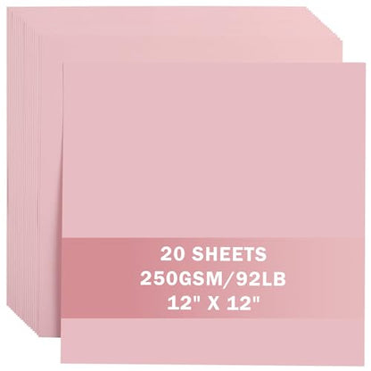 20 Sheets Light Pink Cardstock 12" x 12" Card Stock 250gsm/92lb Thick Construction Paper for Cricut, Scrapbook, Crafts, Card Making UAP34BP20 - color: Light Pink