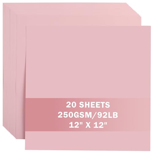 20 Sheets Light Pink Cardstock 12" x 12" Card Stock 250gsm/92lb Thick Construction Paper for Cricut, Scrapbook, Crafts, Card Making UAP34BP20 - color: Light Pink
