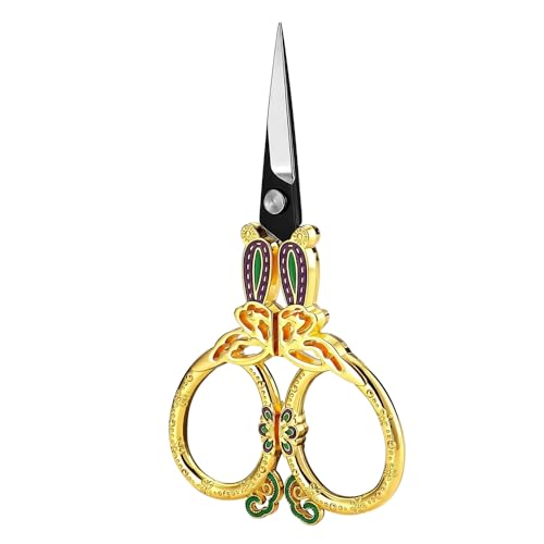 Vintage Butterfly Embroidery Scissors, Sharp Stainless Steel Small Craft Scissors for Sewing, Cross Stitch, Needlework, Thread Cutting, DIY Craft & Gift (Gold) - color: Gold